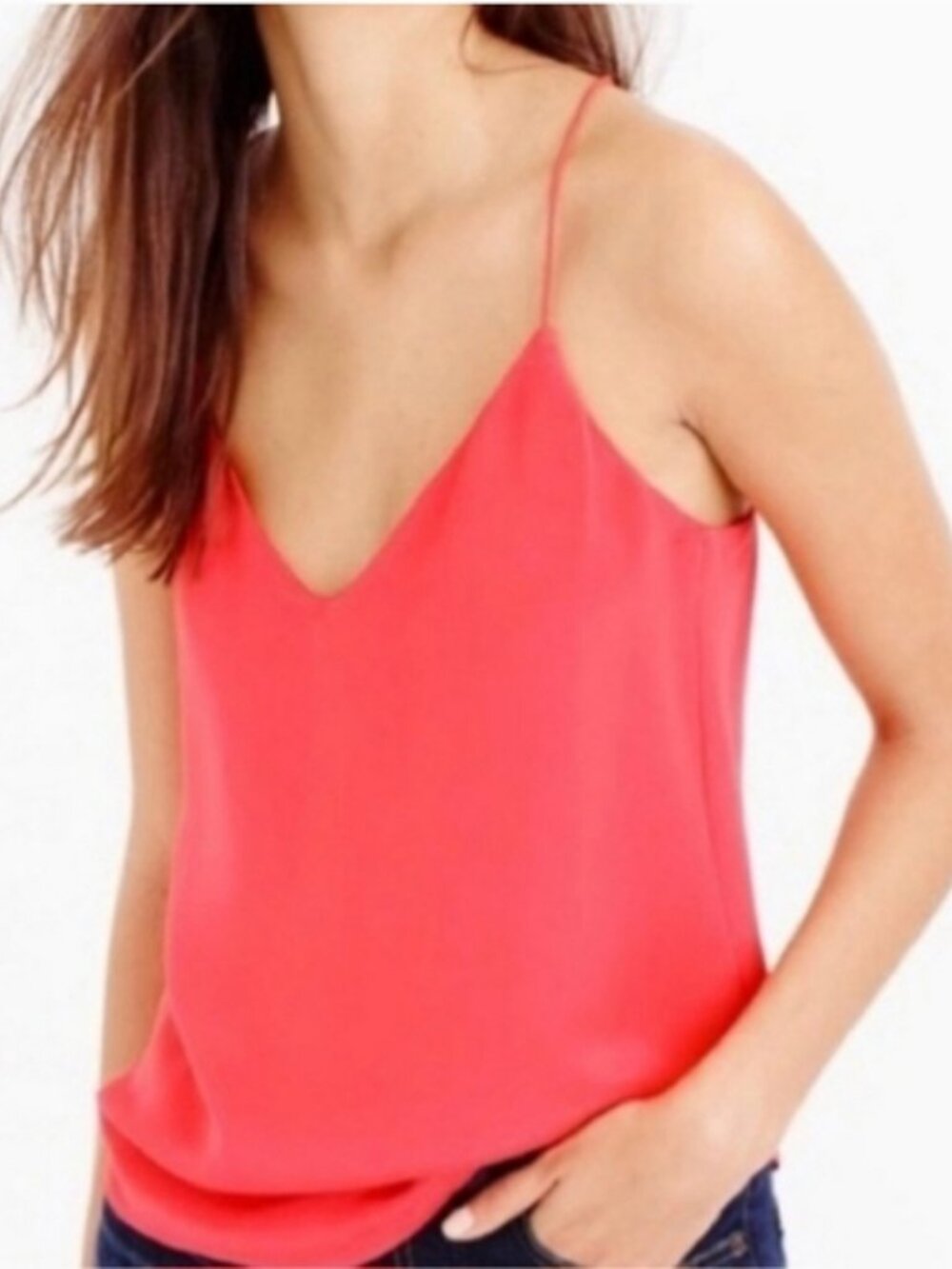 J. Crew Silk Carrie Cami in Bright Watermelon, Size 2